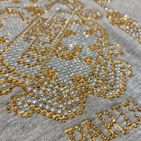 AVENUE George V Paris Sweatshirt Grey with Rhinestones Men’s M - Picture 3 of 9